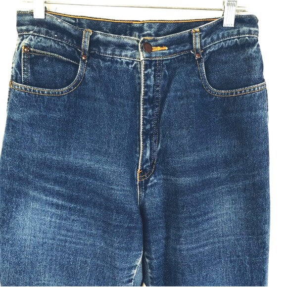 Brittania Jeans Size 30x35 High Rise Straight Leg Raw Hem Cotton Blue VTG Retro - Picture 2 of 12
